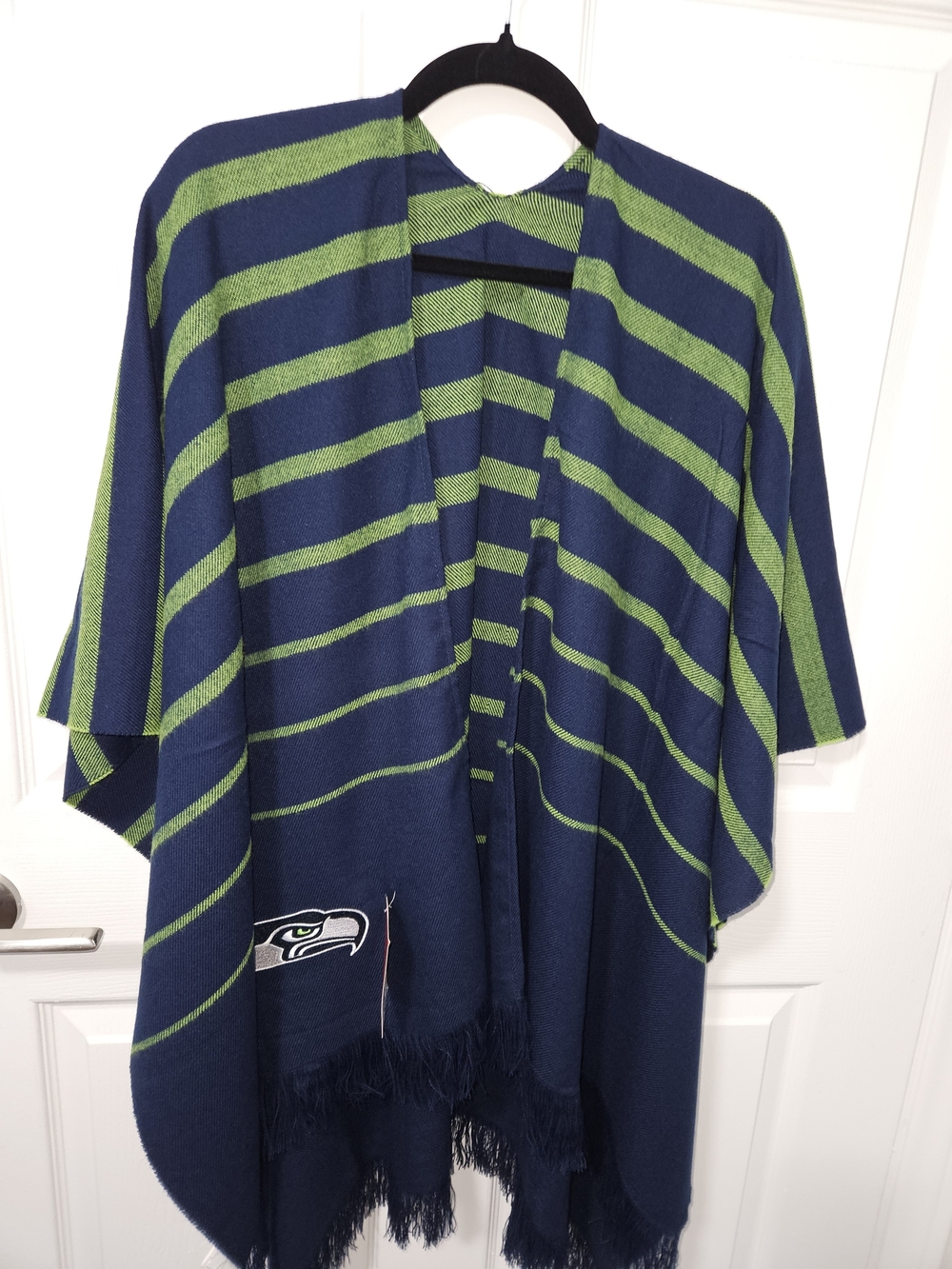Seattle Seahawks Navy & Green Striped Cape Poncho